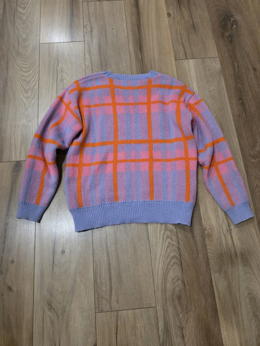 JODIFL Boutique - Lilac Plaid Crewneck Sweater - Picture 4 of 5